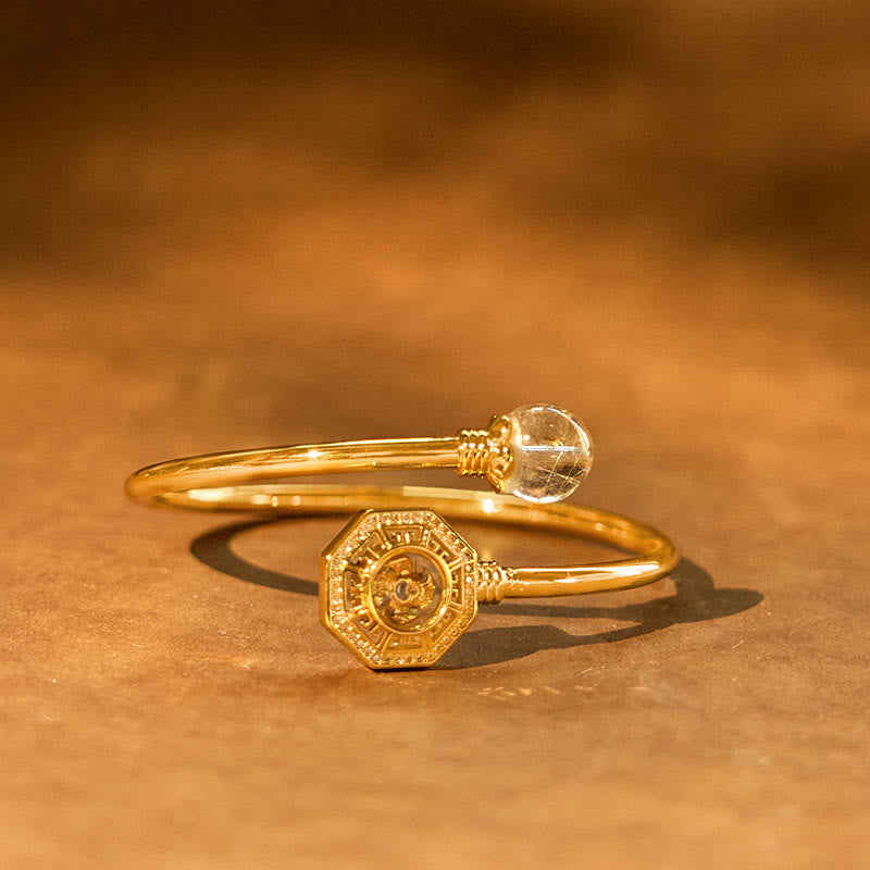 Buddha Stones Rutilated Quartz Copper Brass Rotatable Windmill Feng Sheng Shui Qi Courage Bracelet Bangle - image 2