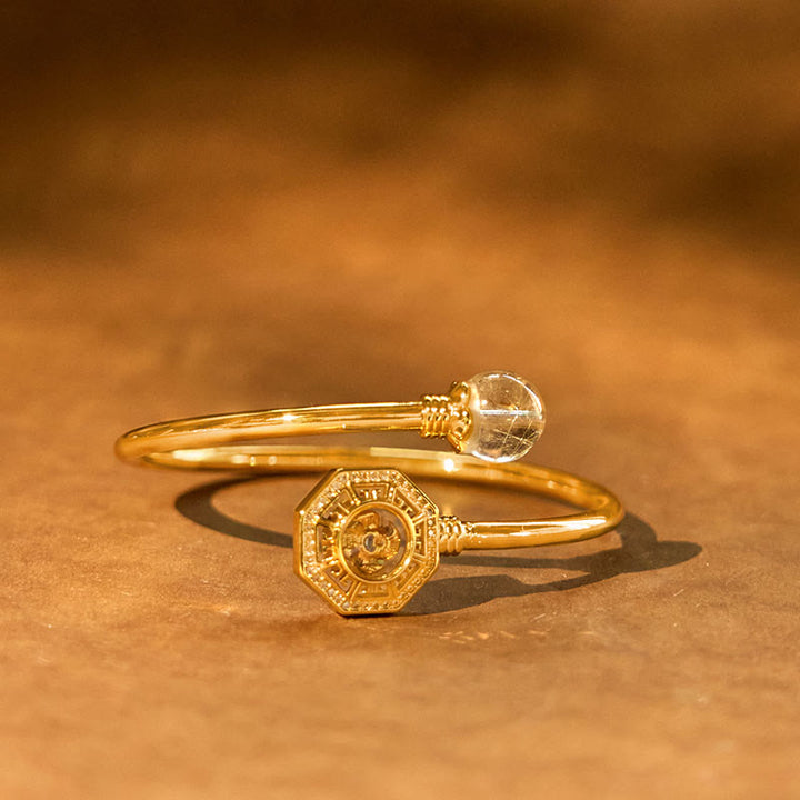 Buddha Stones Rutilated Quartz Copper Brass Rotatable Windmill Feng Sheng Shui Qi Courage Bracelet Bangle - image 2