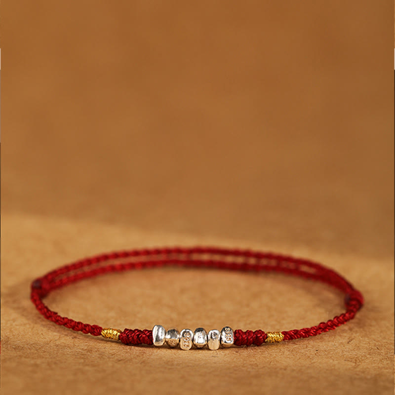 Buddha Stones 925 Sterling Silver String Protection Luck Ultra-Thin Braided Bracelet Anklet - image 3
