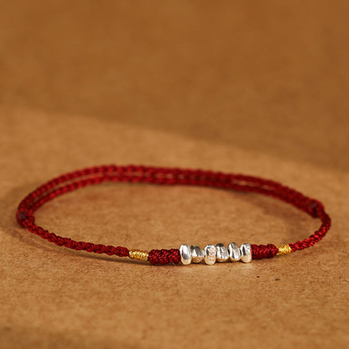 Buddha Stones 925 Sterling Silver String Protection Luck Ultra-Thin Braided Bracelet Anklet - image 2