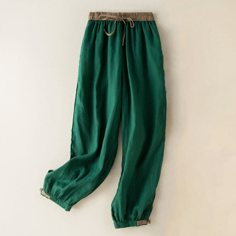 Buddha Stones Plain Cotton Drawstring Women's Harem Pants With Pockets - Green - US16,UK/AU20,EU48 (3XL) - image 10