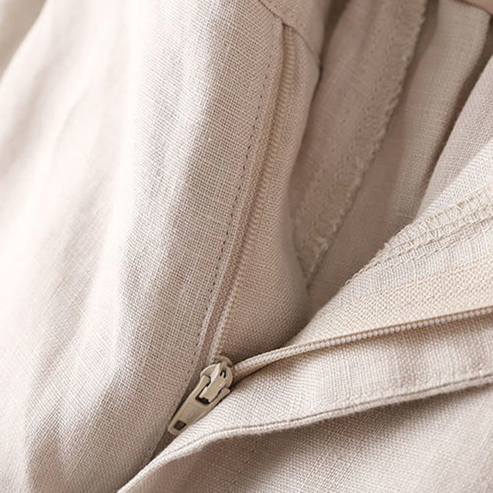 Buddha Stones Plain Color Button Zipper Cotton Women's Shorts With Pockets - image 11