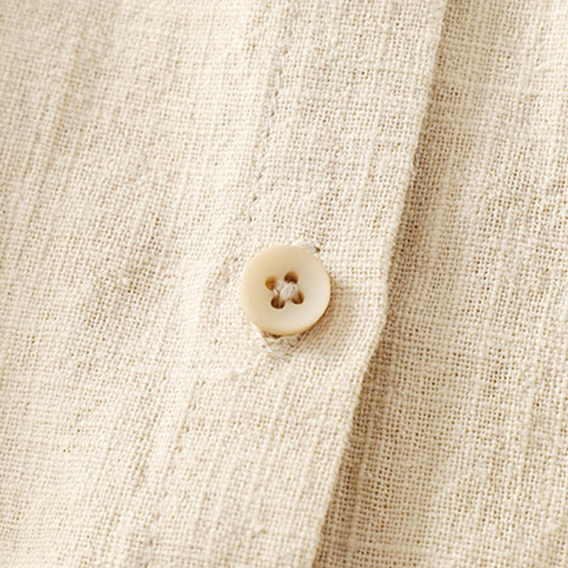 Buddha Stones Casual Women's Loose Standing Collar Long Sleeve Design Plain Cotton Linen Shirt - image 9