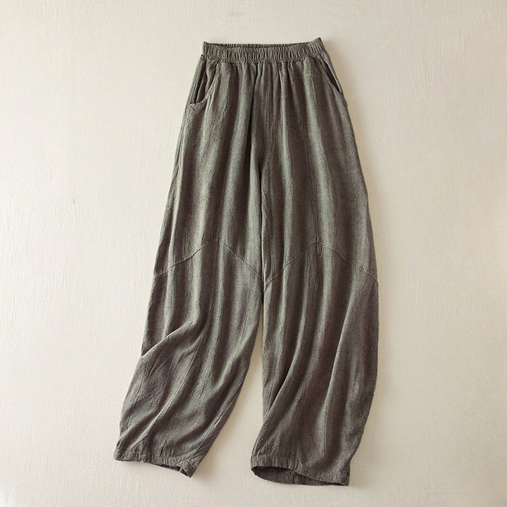 Buddha Stones Casual Loose Straight Leg 7-8 Length Cropped Pants Women's Cotton Harem Pants With Pockets - SlateGray - US8-10,UK/AU12-14,EU40-42 (2XL) - image 7