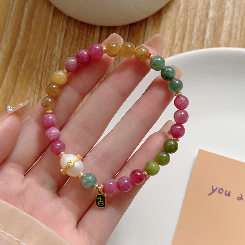 Buddha Stones Colorful Tourmaline Lucky Cat Positive Bracelet - Tourmaline(Wrist Circumference: 14-16cm) - image 12