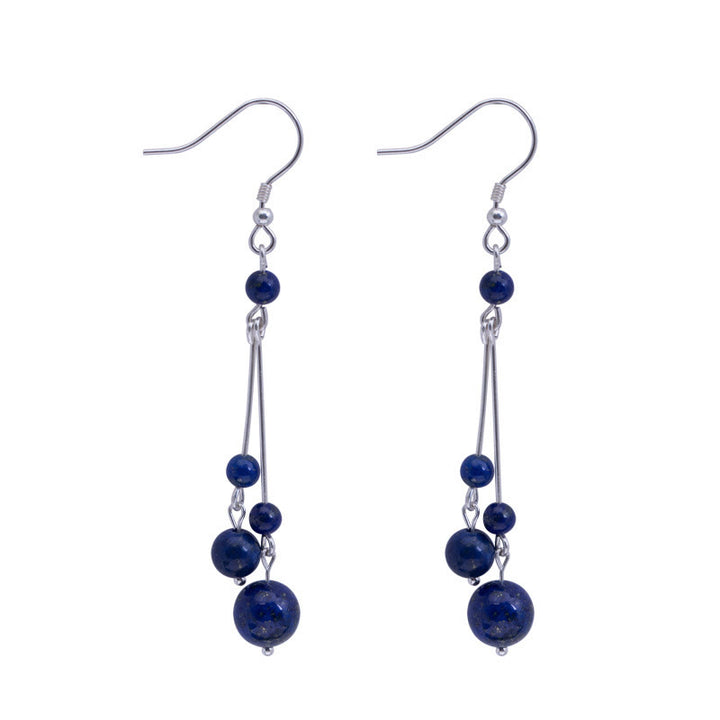 Buddha Stones 925 Sterling Silver Lazurite Beads Serenity Drop Earrings - image 8