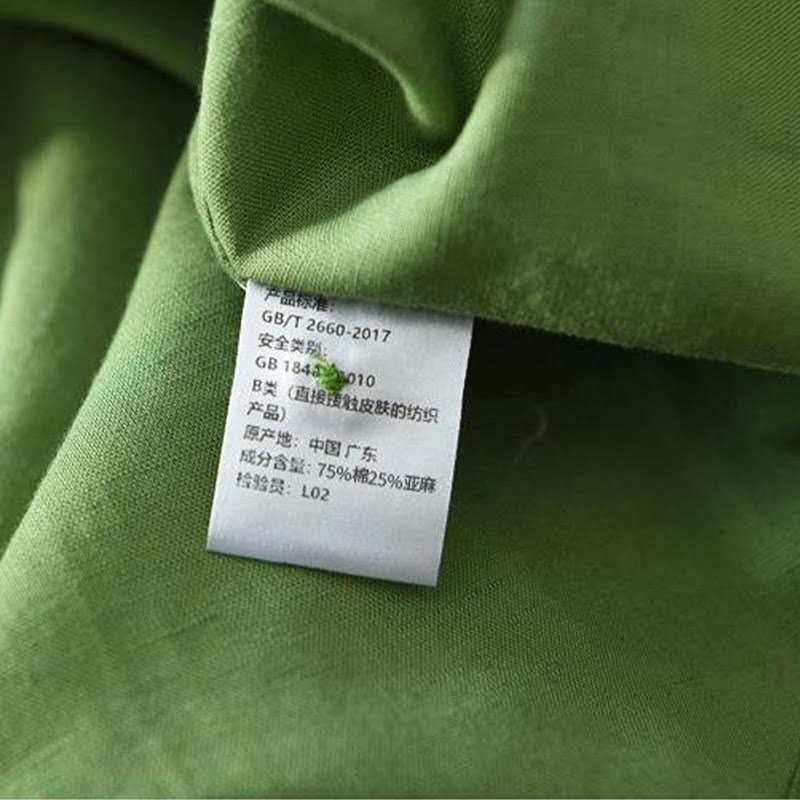 Buddha Stones Simple Style Short Sleeve Button Cotton Linen Men's Shirt - image 6