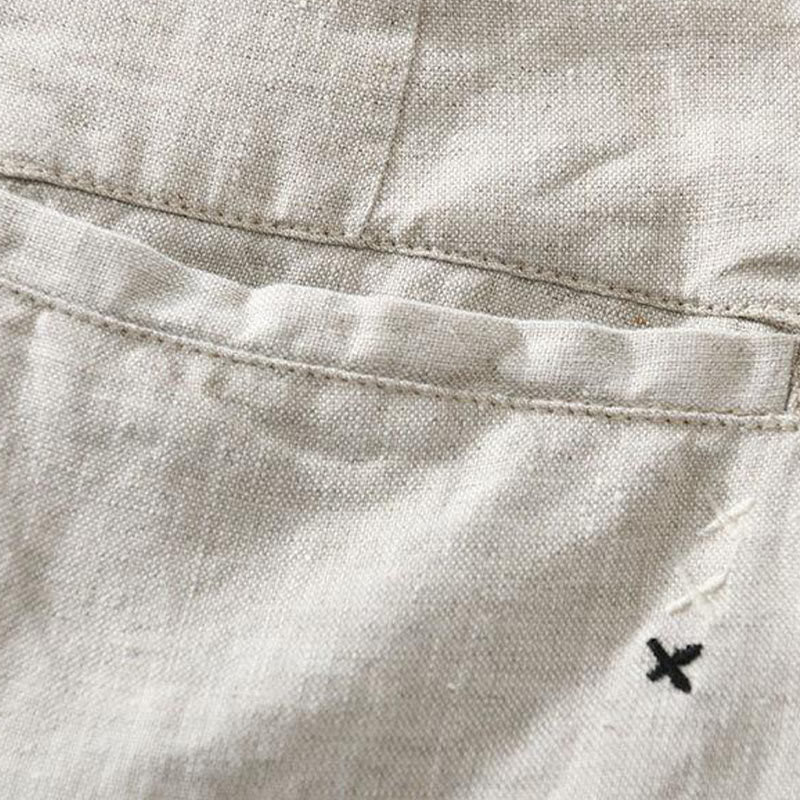 Buddha Stones Solid Color Drawstring Linen Men's Shorts With Pockets