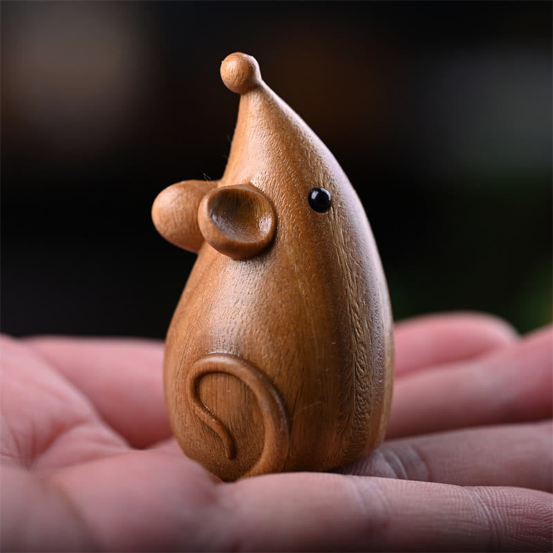 Buddha Stones Small Cat Mouse Green Sandalwood African Red Rosewood Peace Home Decoration - Green Sandalwood Mouse 5.5*3.1*3cm - image 14