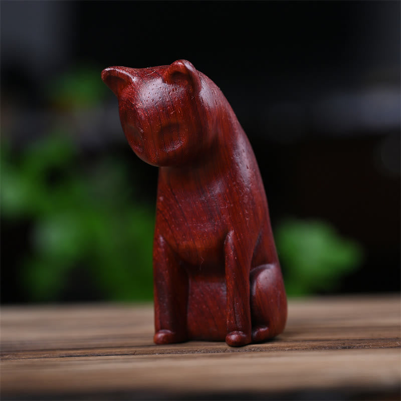 Buddha Stones Small Cat Mouse Green Sandalwood African Red Rosewood Peace Home Decoration - image 27