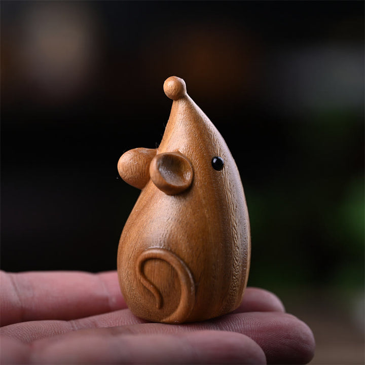 Buddha Stones Small Cat Mouse Green Sandalwood African Red Rosewood Peace Home Decoration - image 19