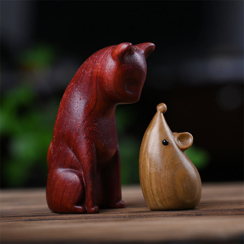 Buddha Stones Small Cat Mouse Green Sandalwood African Red Rosewood Peace Home Decoration - image 24