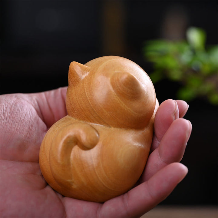 Buddha Stones Small Cute Confident Sleeping Cat Sandalwood Healing Home Decoration - image 16