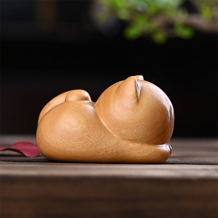 Buddha Stones Small Cute Confident Sleeping Cat Sandalwood Healing Home Decoration - image 15