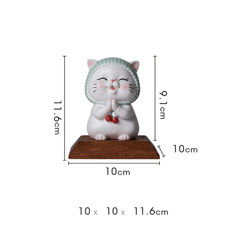 Buddha Stones Lucky Cute Cat In Scarf Ceramic Figurine Decoration - image 19