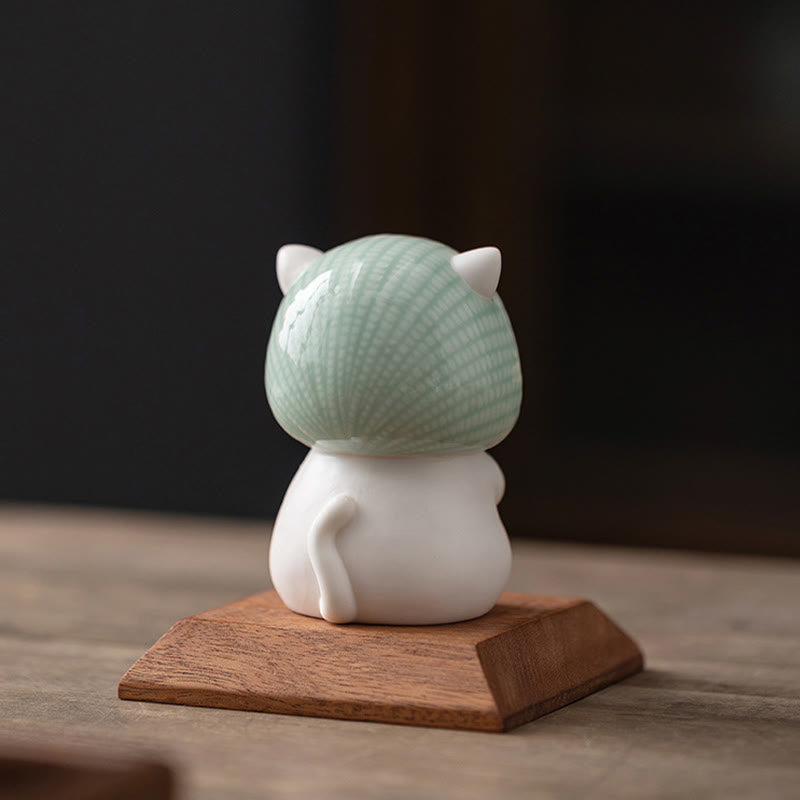 Buddha Stones Lucky Cute Cat In Scarf Ceramic Figurine Decoration - image 15