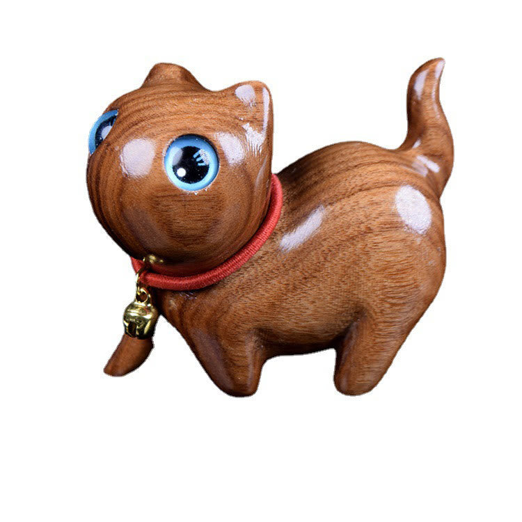 Buddha Stones Rosewood Carving Cat Warmth Home Decoration - image 2