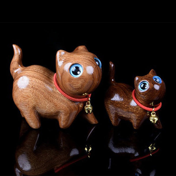 Buddha Stones Rosewood Carving Cat Warmth Home Decoration - image 5