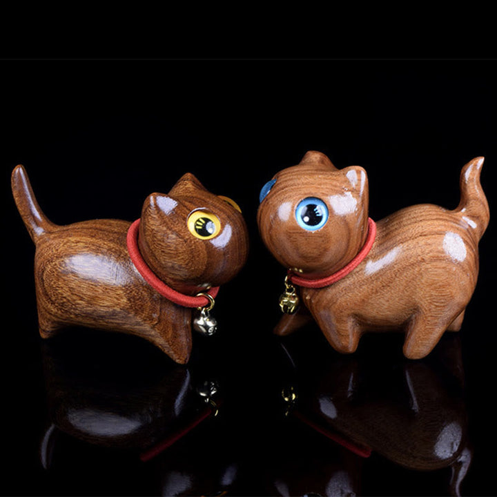 Buddha Stones Rosewood Carving Cat Warmth Home Decoration - image 6