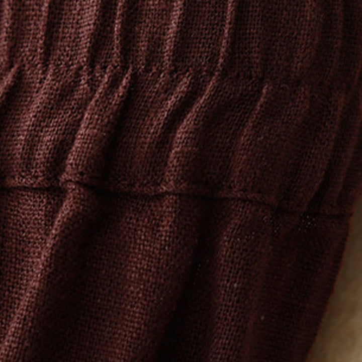 Buddha Stones Summer Casual Simple Design Linen Women's Wide Leg Pants With Zipper Pockets - image 29