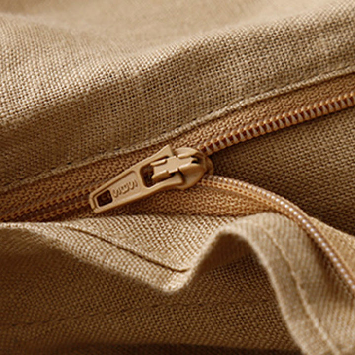 Buddha Stones Summer Casual Simple Design Linen Women's Wide Leg Pants With Zipper Pockets - image 42