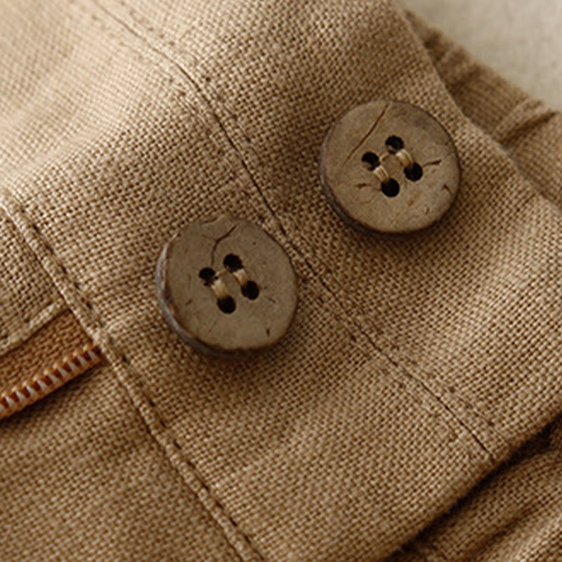 Buddha Stones Summer Casual Simple Design Linen Women's Wide Leg Pants With Zipper Pockets - image 40