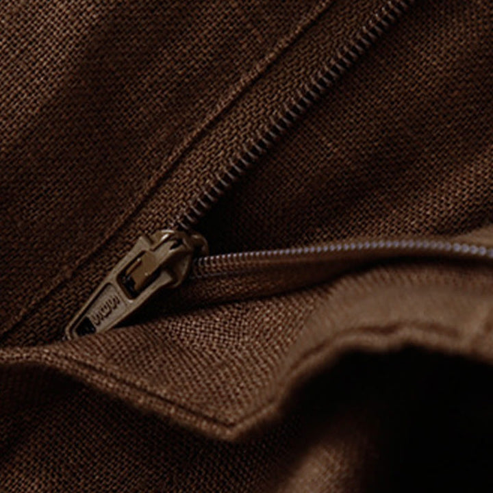 Buddha Stones Summer Casual Simple Design Linen Women's Wide Leg Pants With Zipper Pockets - image 65