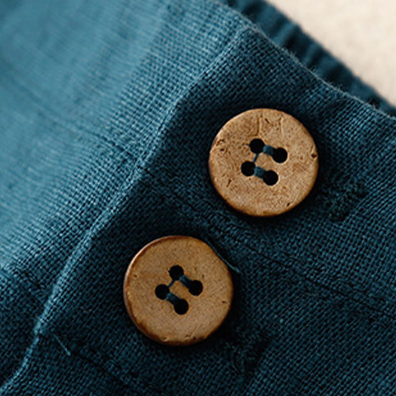 Buddha Stones Summer Casual Simple Design Linen Women's Wide Leg Pants With Zipper Pockets - image 3