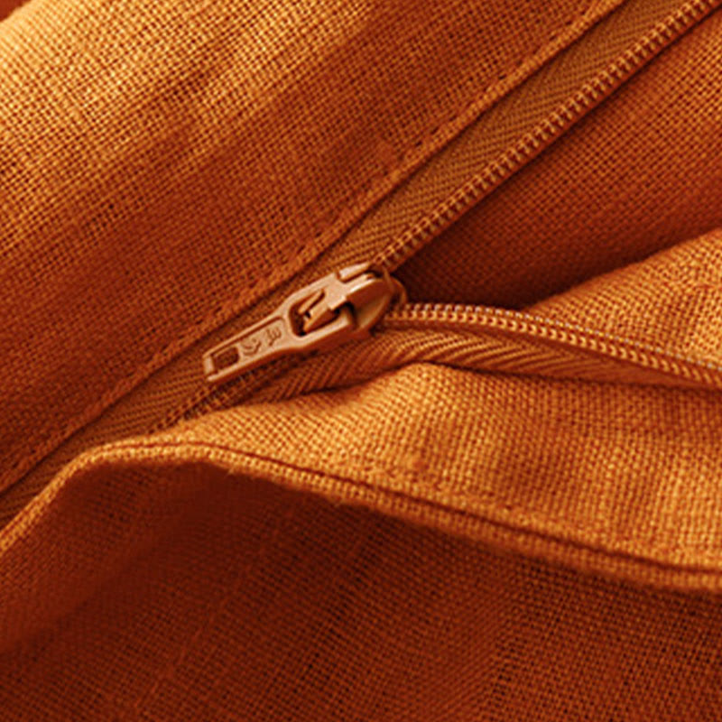 Buddha Stones Summer Casual Simple Design Linen Women's Wide Leg Pants With Zipper Pockets - image 25