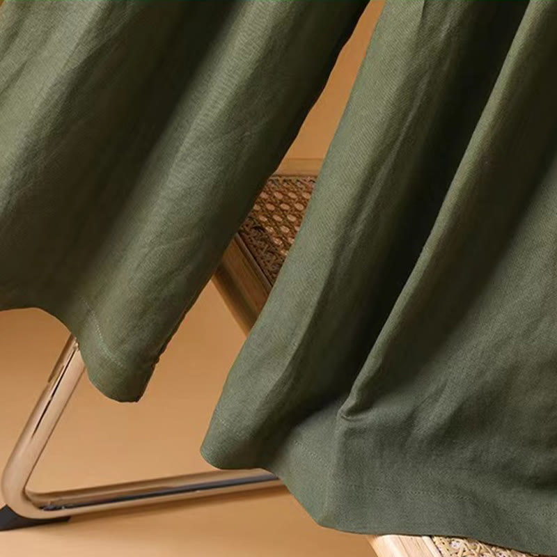 Buddha Stones Summer Casual Pure Color 7-8 Length Cotton Linen Women's Wide Leg Pants - image 7