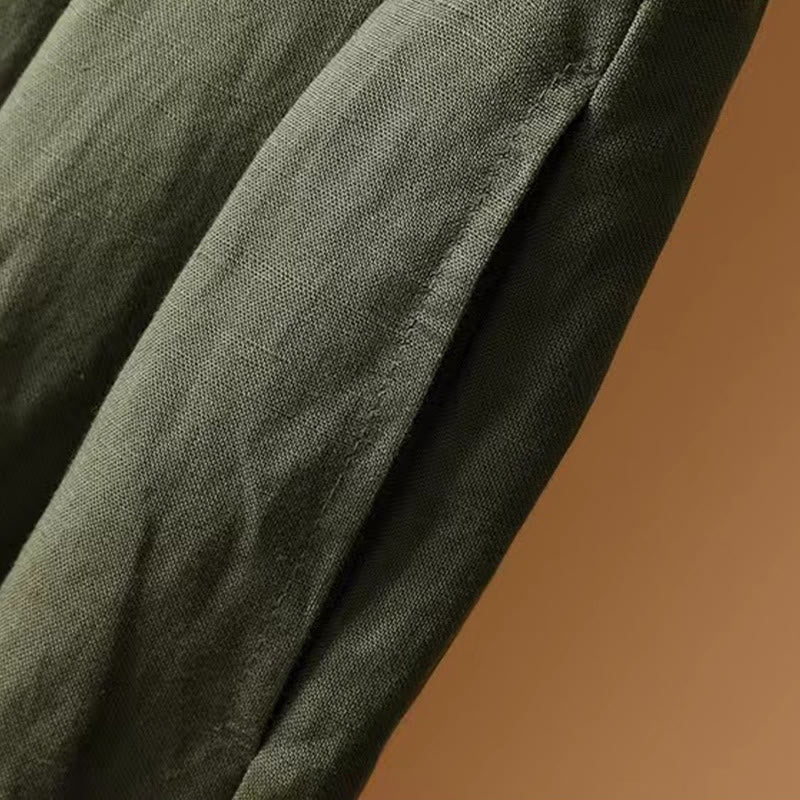 Buddha Stones Summer Casual Pure Color 7-8 Length Cotton Linen Women's Wide Leg Pants - image 6