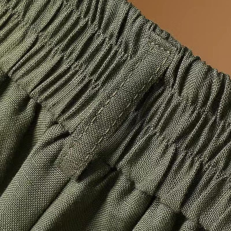 Buddha Stones Summer Casual Pure Color 7-8 Length Cotton Linen Women's Wide Leg Pants - image 4