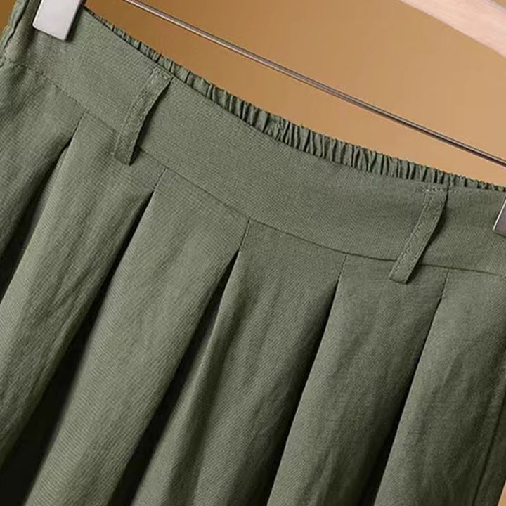 Buddha Stones Summer Casual Pure Color 7-8 Length Cotton Linen Women's Wide Leg Pants - image 2