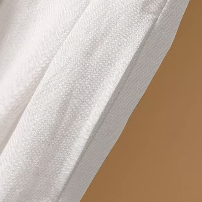 Buddha Stones Summer Casual Pure Color 7-8 Length Cotton Linen Women's Wide Leg Pants - image 12