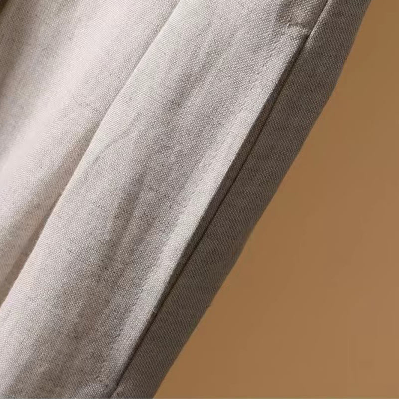 Buddha Stones Summer Casual Pure Color 7-8 Length Cotton Linen Women's Wide Leg Pants - image 23