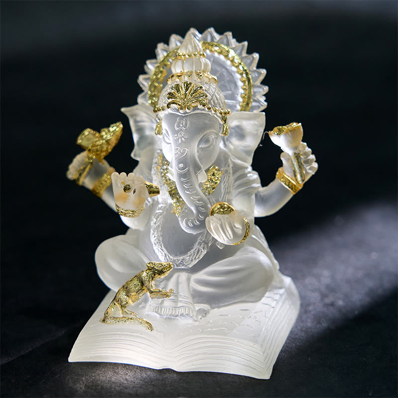 Buddha Stones Transparent White Ganesh Ganpati Elephant Statue Protection Home Resin Decoration