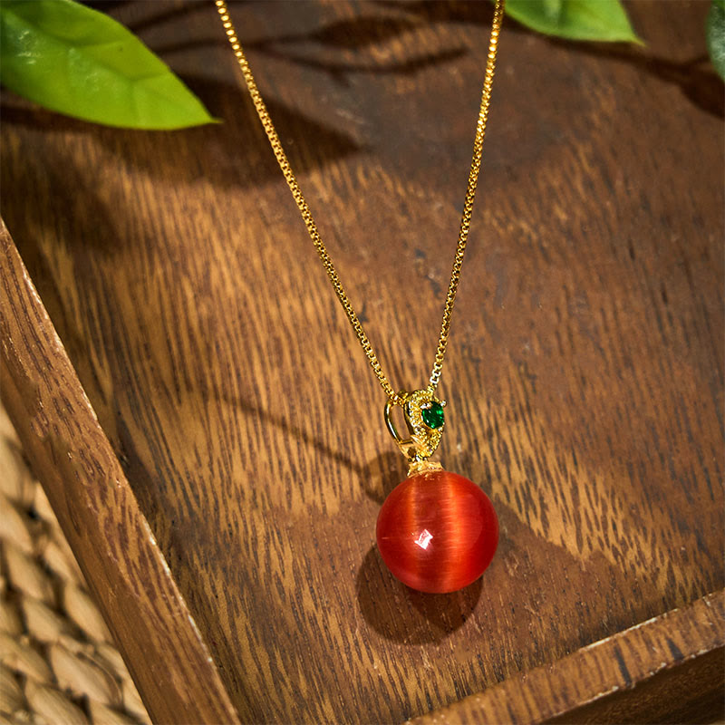 Buddha Stones Cat's Eye Round Ball Confidence Necklace Pendant