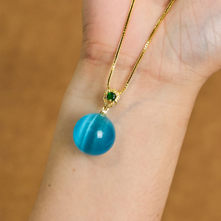 Buddha Stones Cat's Eye Round Ball Confidence Necklace Pendant