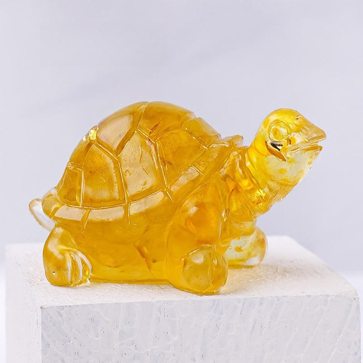 Buddha Stones Natural Crystal Gravel Drip Resin Small Turtle Decoration Statue - Citrine - image 19