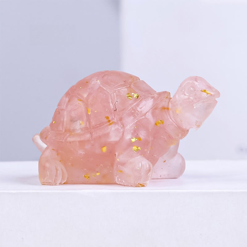 Buddha Stones Natural Crystal Gravel Drip Resin Small Turtle Decoration Statue - Pink Crystal - image 5
