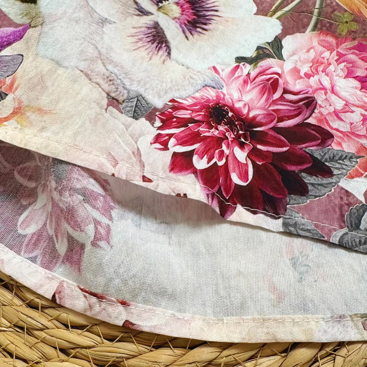 Buddha Stones Casual Printed Various Petals Dahlia Peony Women's Crew Neck Design Half Sleeve Polyester T-shirt