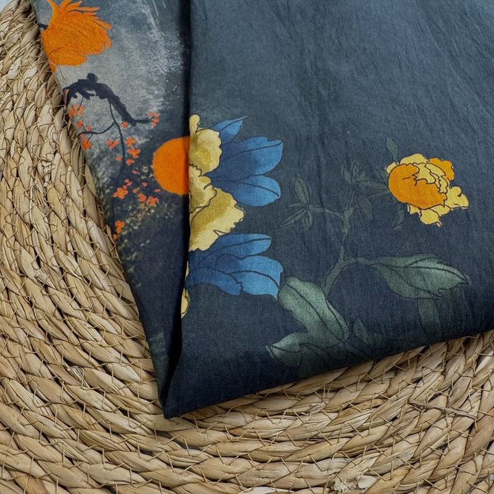 Buddha Stones Casual Printed Auspicious Clouds Various Petals Women's Crew Neck Design Half Sleeve Polyester T-shirt