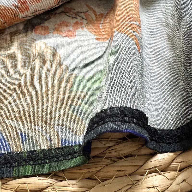 Buddha Stones Casual Printed Auspicious Clouds Various Petals Women's Crew Neck Design Half Sleeve Polyester T-shirt