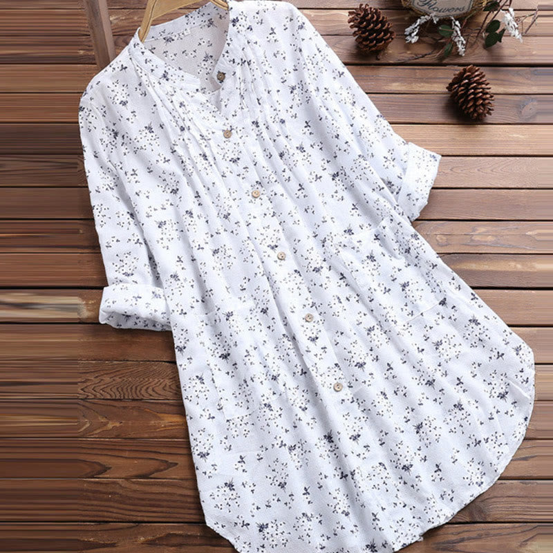 Buddha Stones Florals Buttons Long Sleeve Cotton Women's Shirt - White - US8-10,UK/AU12-14,EU40-42 (2XL) - image 0