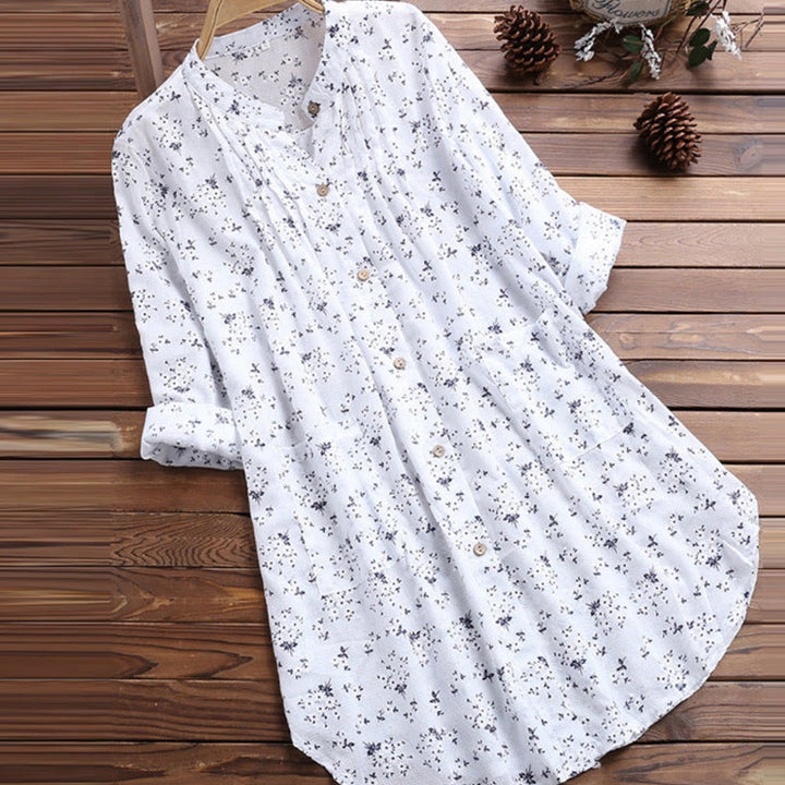 Buddha Stones Florals Buttons Long Sleeve Cotton Women's Shirt - White - US8-10,UK/AU12-14,EU40-42 (2XL) - image 0