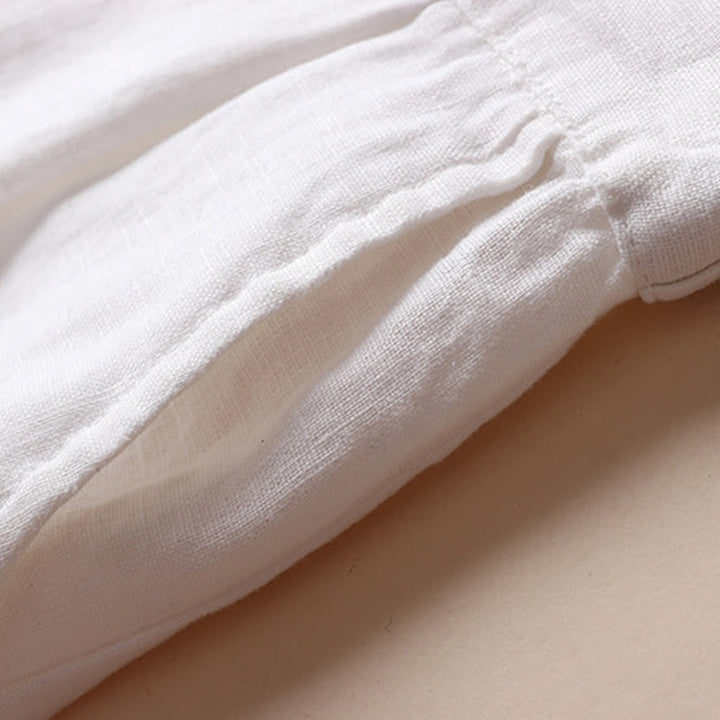 Buddha Stones Commute Solid Color Drawstring 7-8 Length Cotton Linen Women's Wide Leg Pants With Pockets - image 10