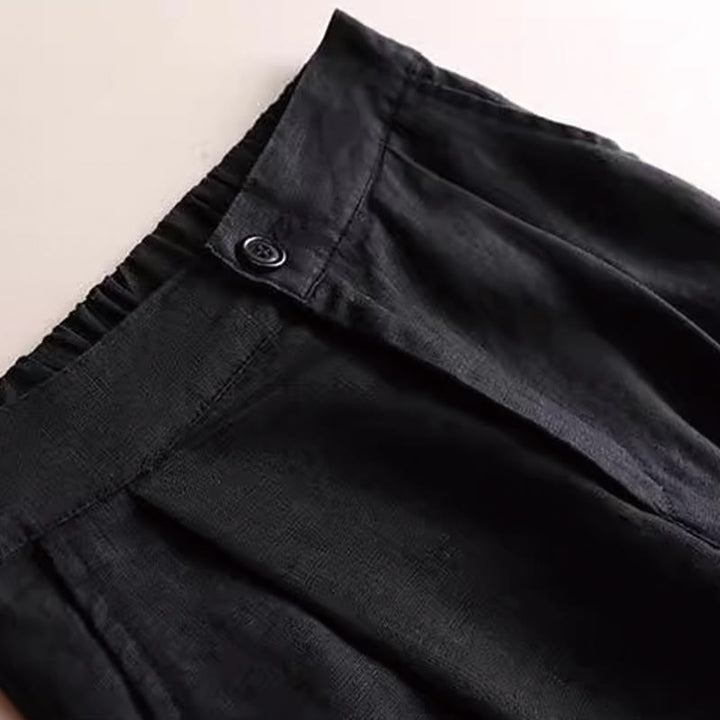 Buddha Stones Commute Solid Color Drawstring 7-8 Length Cotton Linen Women's Wide Leg Pants With Pockets - image 12