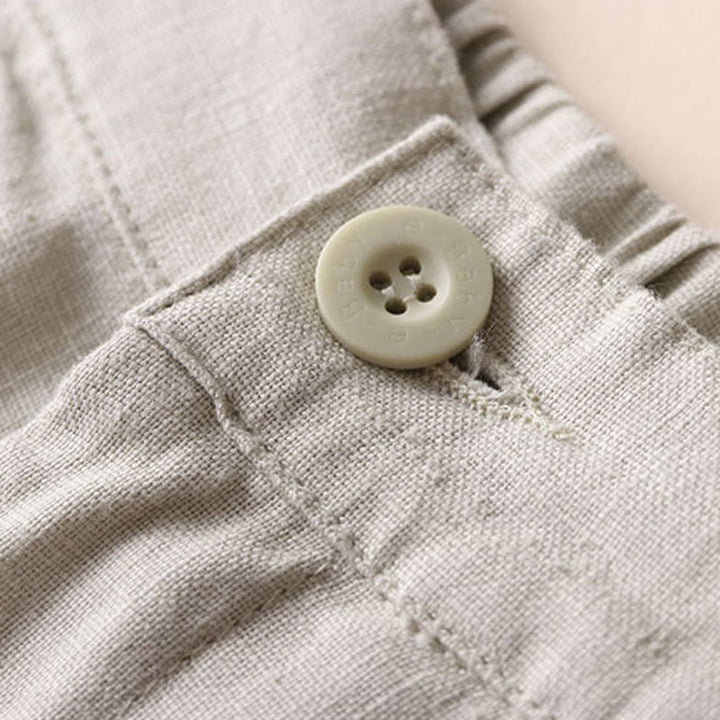 Buddha Stones Commute Solid Color Drawstring 7-8 Length Cotton Linen Women's Wide Leg Pants With Pockets - image 1