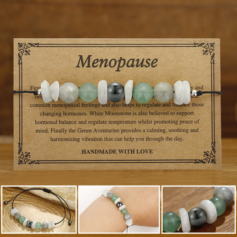 Buddha Stones Menopause Labradorite Green Aventurine White Moonstone Healing Bracelet