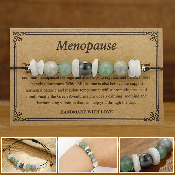 Buddha Stones Menopause Labradorite Green Aventurine White Moonstone Healing Bracelet
